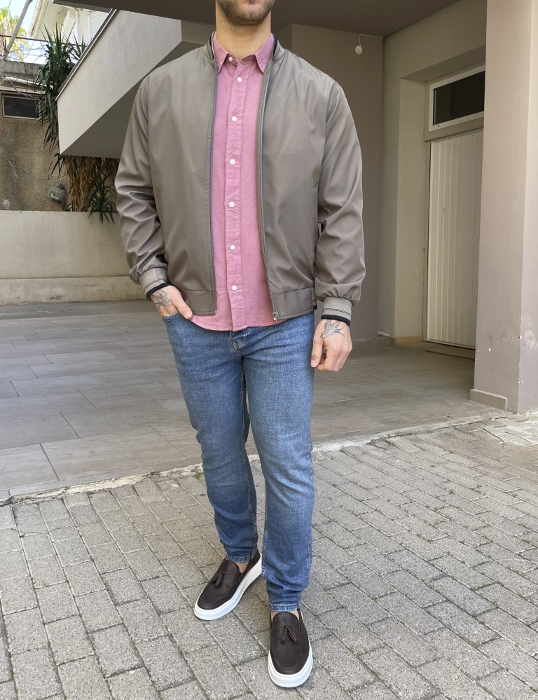 Ανδρικό λαδί ελαφρύ Bomber Plus Size D1900L φωτογραφία